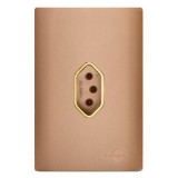 Conjunto Tomada Vertical 10A 4x2 - Novara Ouro Rose Gold